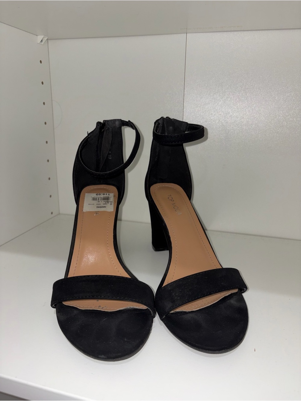 TOP Moda Black Open-Toe Ankle-Strap Block Heels